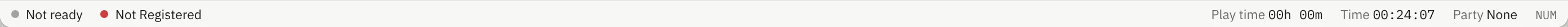 Status bar before: Not ready, Not Registered