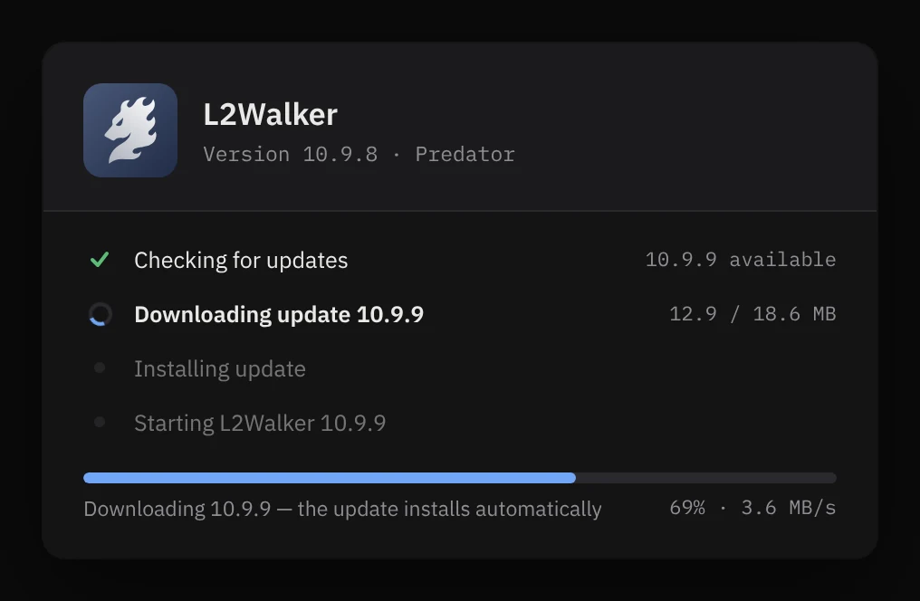 L2Walker updater downloading version 10.9.9