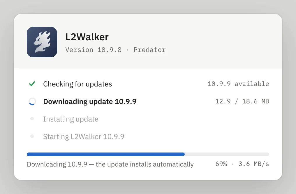 L2Walker updater downloading version 10.9.9
